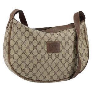 Authentic GUCCI GG Supreme Shoulder Bag PVC Beige Gold